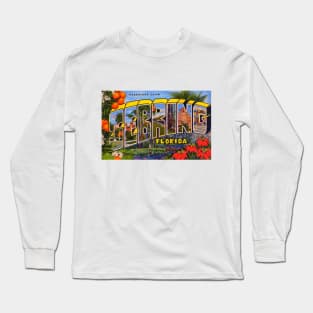 Greetings from Sebring Florida, Vintage Large Letter Postcard Long Sleeve T-Shirt